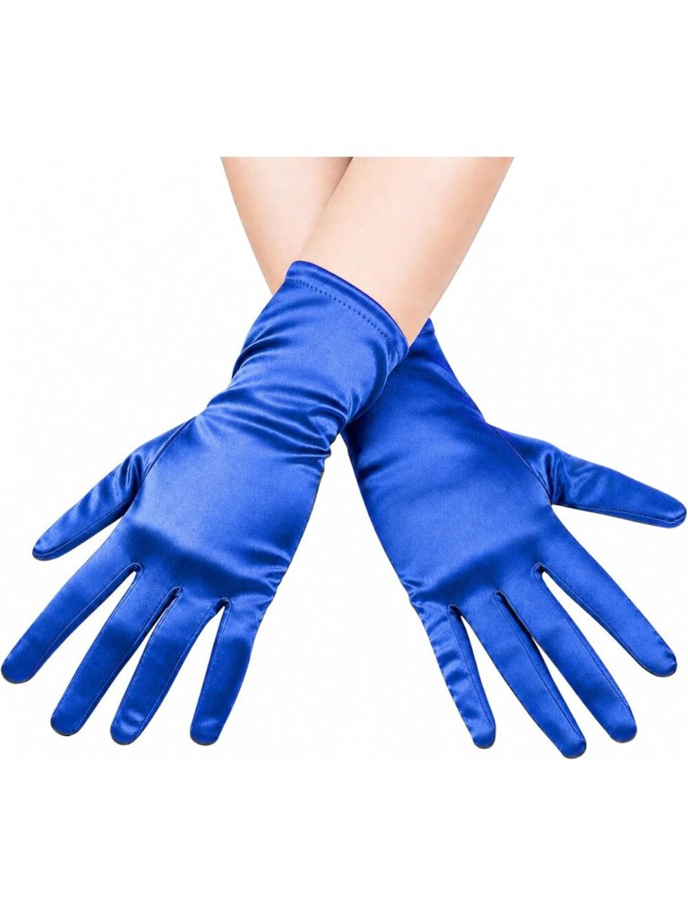 Women's Blue Short Satin Wrist Length 1920s Halloween Cosplay Opera Gloves